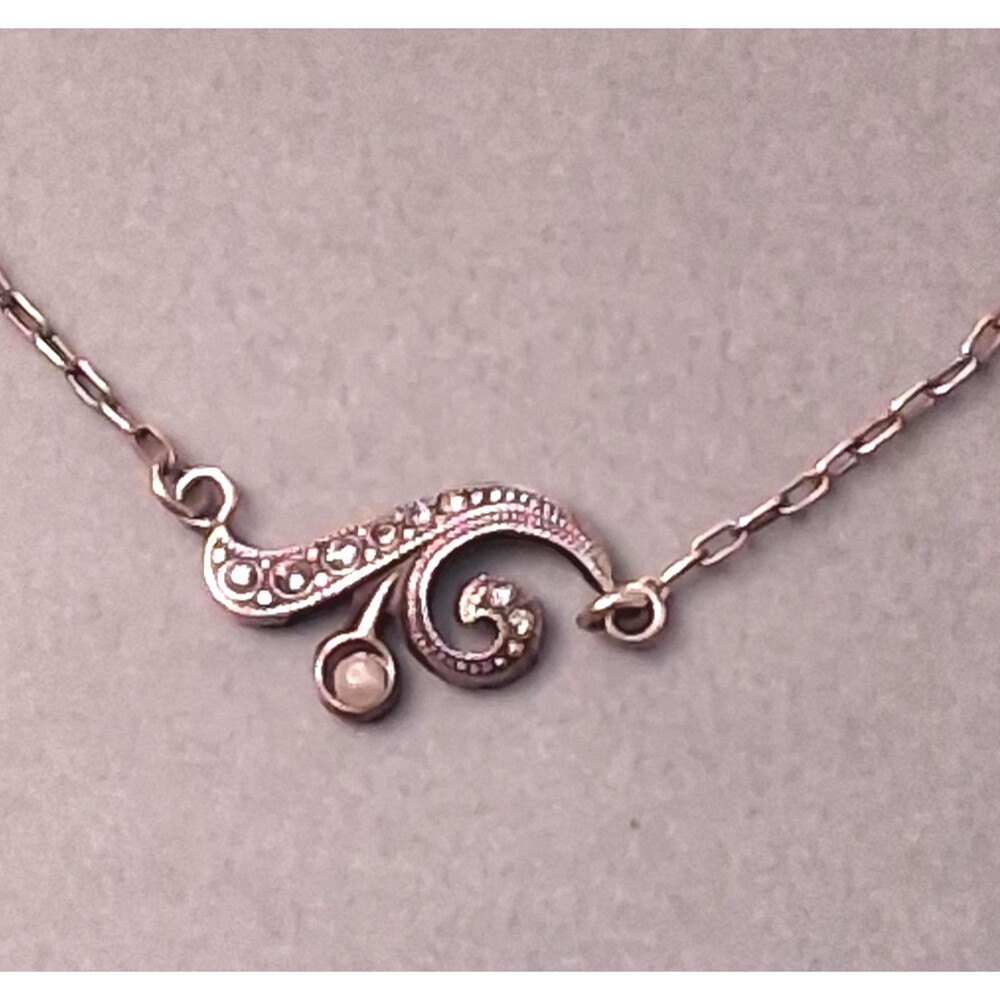 Vintage Sterling Pearl Wave Necklace